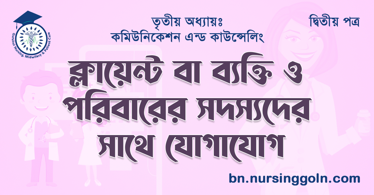 ক্লায়েন্ট বা ব্যক্তি ও পরিবারের সদস্যদের সাথে যোগাযোগ